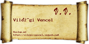 Világi Vencel névjegykártya